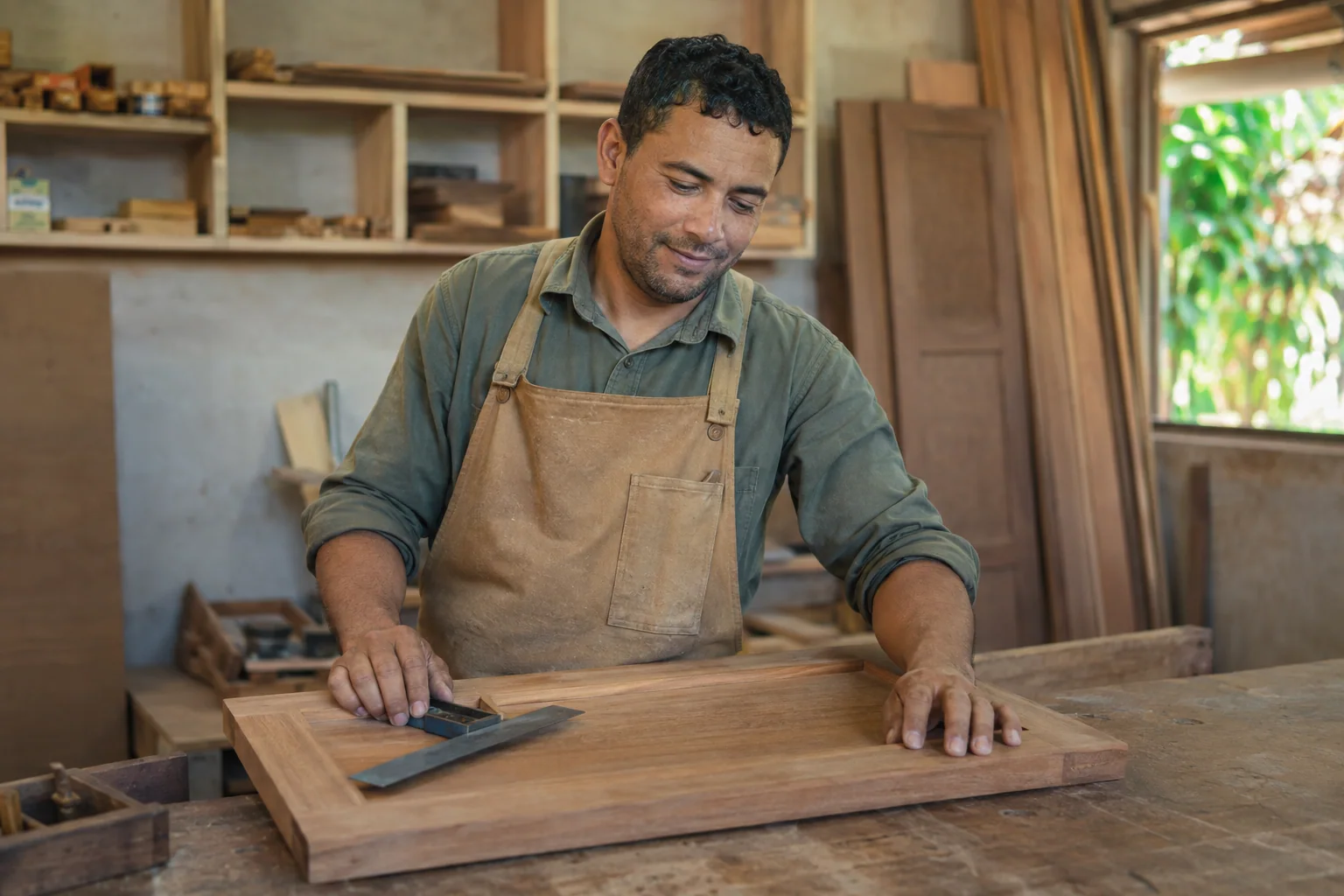 Retrato ilustrativo de um marceneiro